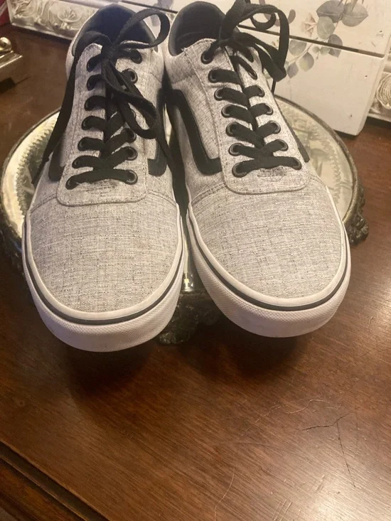 Vans Men’s Gray Canvas Old Skool Sneakers with Black Stripe Size 9.5 Men’s - Picture 5 of 15